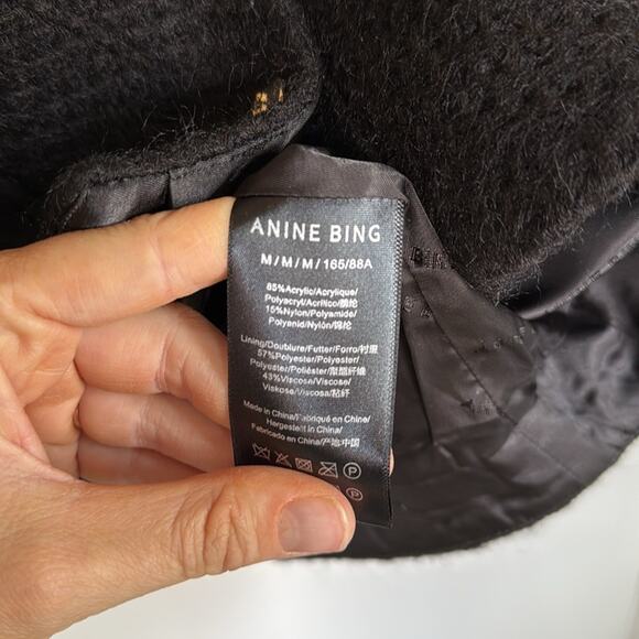 Anine Bing Annita Modern Woven Blend Textured Sweater Jacket Size Medium Black - Picture 4 of 6